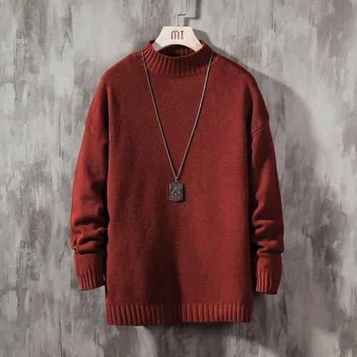 Mens Oversize Pull Plus Size M-5Xl 2021 Long Sleeves Pullover for Spring Winter Fashion Classic O-Neck Black Sweater