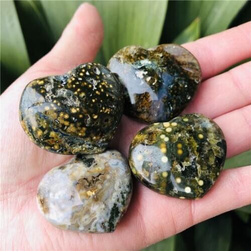 Natural sea jasper stone sea gem heart crystal stone mineral specimen crystal ston 4pcs