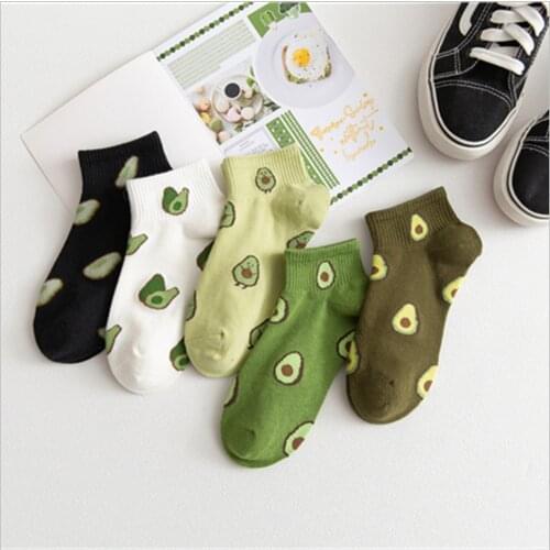 New Style Avocado Boat Socks Female Cute Harajuku Style Ins Tide Fruit Cotton Shallow Mouth Socks