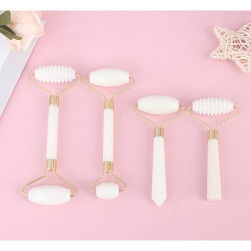 New White Jade Rollers Facial Massager For Face Lift Up Natural Stone Roller Facial Slimming Chin Facial Skin Care Beauty Too