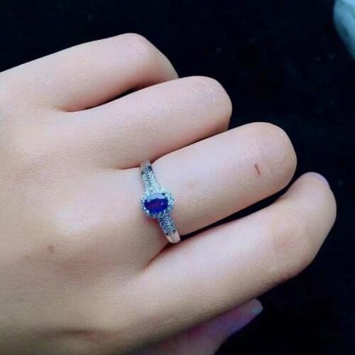 Dazzling Sapphire Wedding Ring for Woman 4mm*5mm Natural Sapphire Ring for Engagement Fashion 925 Silver Sapphire Jewelry