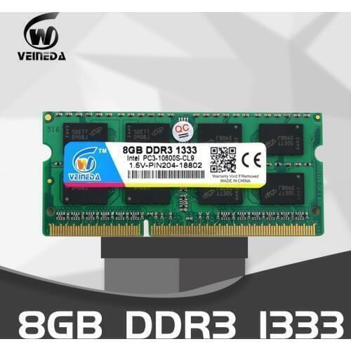 VEINEDA DDR3 laptop 8GB 1333 1600MHz 204pin 1.5V PC3-10600 sodimm Ram ddr 3 Notebook Memory