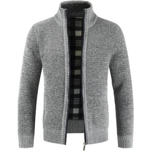 Casual Knitting Outwear Mens Sweater 2019 Autumn Winter Coat Men Zipper Mandarin Collar Thick Coat Jackets Male Size 3XL