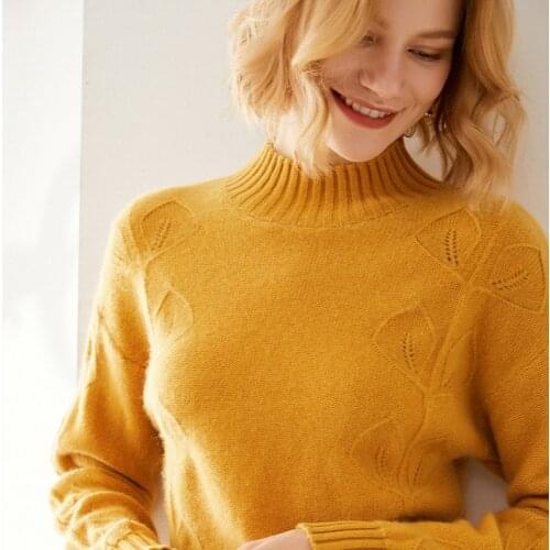 Autumn Winter New Turtleneck Pullover Thickening Loose Women 100% Wool Knitted Sweater Solid Fashion Female Long Sleeve Jumper