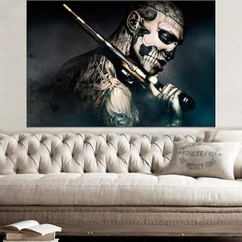 Rick Genest Ronin Gun Tattoo Rico the Zombie Machine Art Silk Print Poster Living Room Modern Pictures Decoration Wall Painting