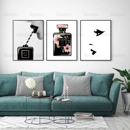 Nordic Fashion Women Lips Perfume Bottle Art Poster On The Wall Modern Canvas Painting Home Decor Girls Room Picture Frameless