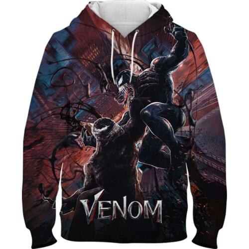 Venom Mens Oversize Hoodie Marvel 3D Print Spring Cool Women Sweatshirts Fashion Streetwear Casual Boy Girl Kids Pullovers