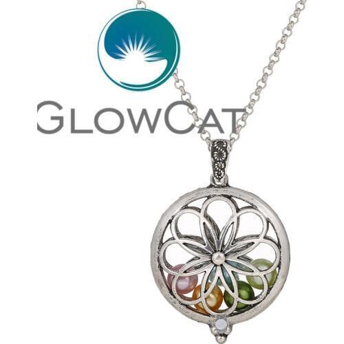 V1265 Flower Locket Pendant Perfume Essential Oil Aromatherapy Diffuser Necklace Locket Necklace With