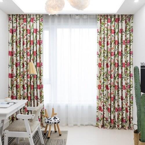 Spring Light American Pastoral Curtains for Living Dining Room Bedroom Double-sided Tinted White Silk Drapes Thickened Fabric