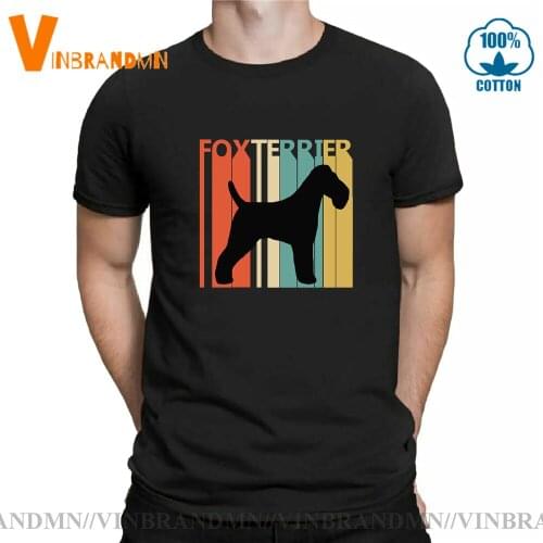 Vintage 1970s Fox Terrier Dog Owner Gift T Shirts Men dog lovers t-shirt brand cotton Clothing hipster Tops Male Retro tee shirt