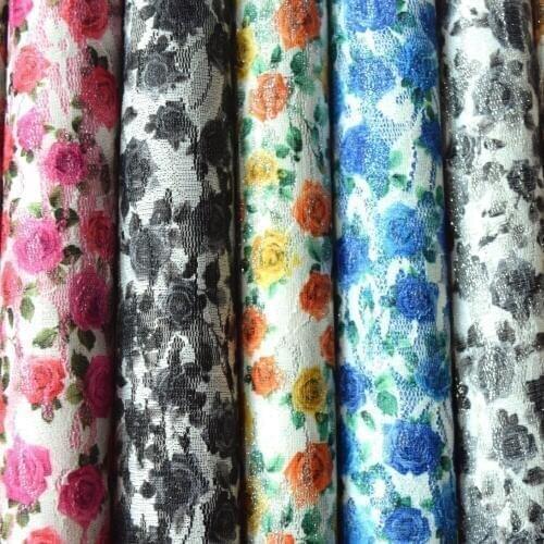 Colorful Rose lace mesh power glitter PU leather bridal shoes wedding shoes Slipper Glitter Marguerite fabrics