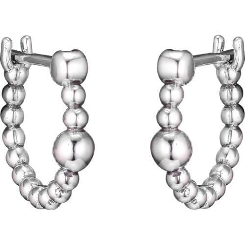 100% Sterling-Silver-Jewelry String of Beads Hoop Earring 100% 925 Silver Jewelry for Women Free Shipping