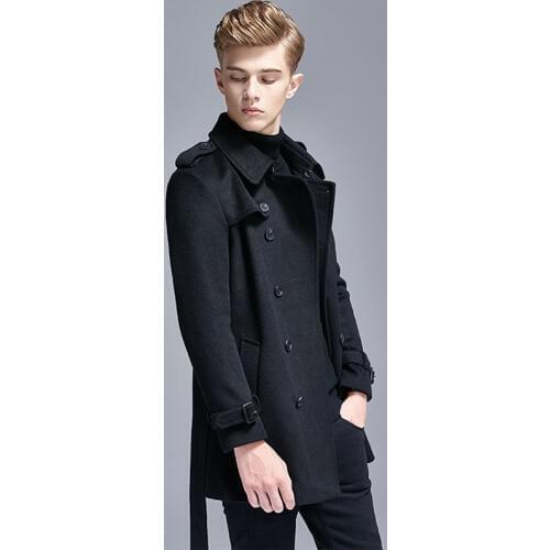 Winter Wool Duffle Coat Mens Long Slim Korean-style Cashmere Wool Woolen Jacket Double Breasted Trench Coats Men 5XL 6XL