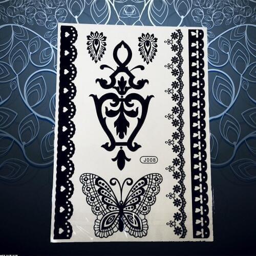 1PC Sexy Body Art Black Butterfly Tattoo Flower Arm Lace Bracelet Tattoo Waterproof Shoulder Neck Temporary Tattoo Sticker PBJ08