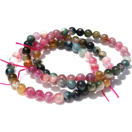 1 PCS 6-7 MM Natural Colorful Rainbow Tourmaline Crystal Bracelet For Girl