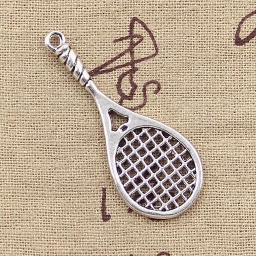 10pcs Charms Badminton Tennis Racket 48x19mm Antique Bronze Silver Color Plated Pendants Making DIY Handmade Tibetan Jewelry