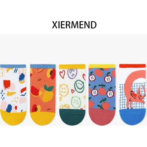 10 pieces = 5 pairs new original summer cartoon socks, cotton socks slipper socks women summer fruit expression women socks