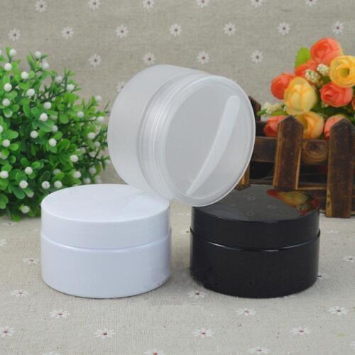 100pcs 100ml PET Jar with black/white lid,Clear Skin Cream Container 100g Hair Mask Jar Cosmetic packing With Spoon NO439