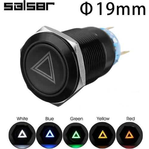 19mm 12V 3A LED Metal Push Button Switch On Off Hazard Warning Signal Light For Car Lorry Boat Latching Fix Type DIY
