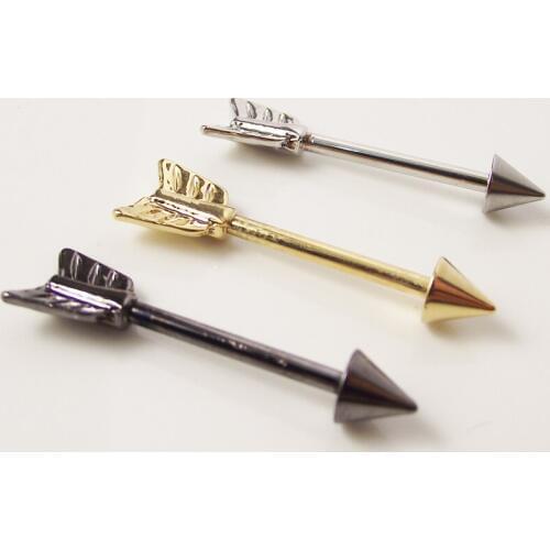 2 piece14G 316L Stainless Steel Arrow Nipple Ring Shield Body Piercing Straight Spike Barbell Jewelry Women
