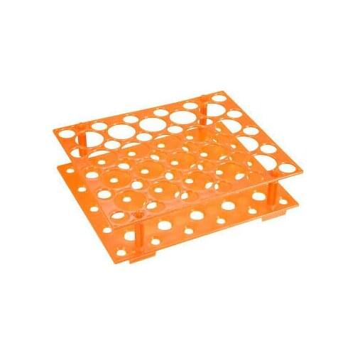 2Pcs Tube Rack Polypropylene 50-Well Orange for 0.5ml, 1.5ml, 15ml, 50ml