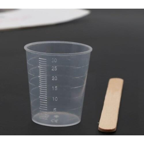 50Pc 30ml Plastic Graduated Cups with 50 Wooden Stirring Stick Epoxy Resin Tools