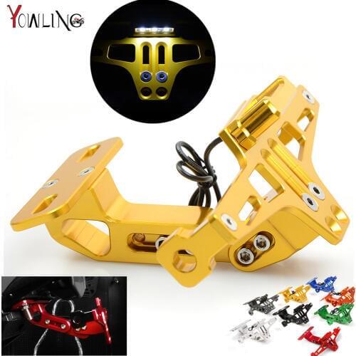 Motorcycle Adjustable Angle Aluminum License Number Plate Frame Holder Bracket For YAMAHA YZF R1 R3 R6 R15 R25 FZ6 MT-07 MT 07
