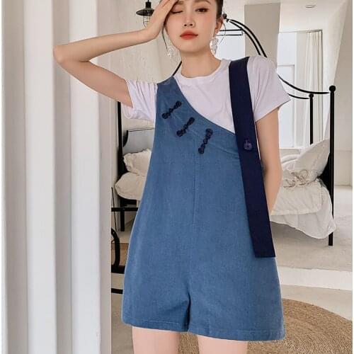 ZCSMLL Asymmetrical Wide-leg Suspender Shorts Jumpsuit Korean Fashion Womens Summer 2021 New Outer Wear Loose Jumpsuit