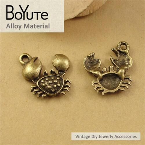 BoYuTe (50 Pieces/Lot) 20*19MM Wholesale Accessories Antique Bronze Plated Zinc Alloy Materials Crab Charms for Jewelry Making