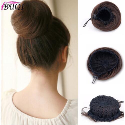 Buqi Short Straight Hair Bun Adult Women Donut Ring Heat Resistant Synthetic Fashion Hair Accessories