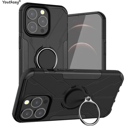 For iPhone 13 Pro Max Case For iPhone 13 12 Pro Max Cover Armor Silicone Rubber Stand Ring Protector Case For iPhone 13 Mini