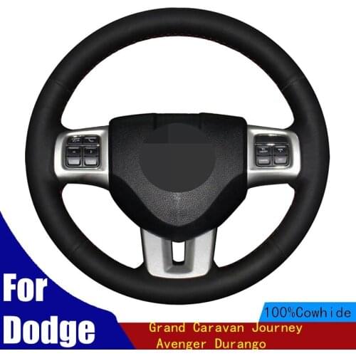 DIY Car Steering Wheel Cover Soft Black Genuine Leather For Dodge Grand Caravan Journey Avenger Durango