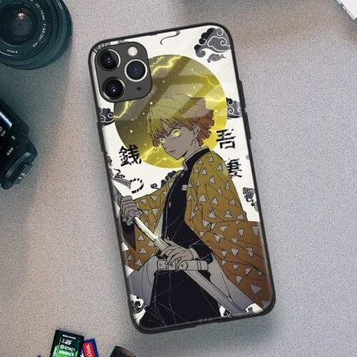 Zenitsu Agatsuma Kimetsu No Yaiba Anime Soft TPU Glass Phone Case for IPhone SE 6s 7 8 Plus X Xr Xs 11 12 Mini Pro Max Samsung