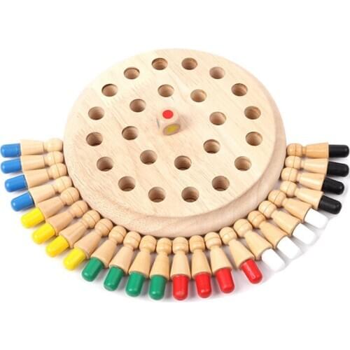 Kids Wooden Memory Chess Game Match Stick Fun Block Board Game Educational Color Cognitive Ability Family Party Game Toy