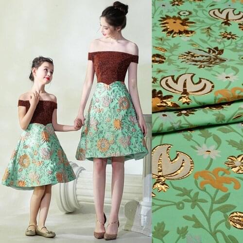 Designer High-grade metal wire yarn-dyed jacquard parent-child apparel fabrics Puffy skirts performance dress brocade fabrics