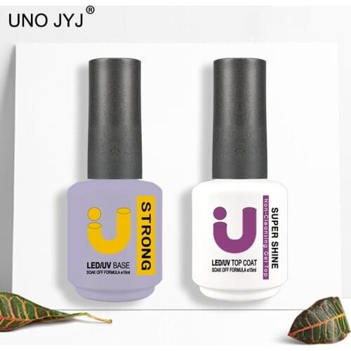 Nail Art Strong Rubber Base Gel 15ml Semi-permanent Varnish Manicure Base and Top Coat for Gel Polish Acid-free Primer uv Gellac