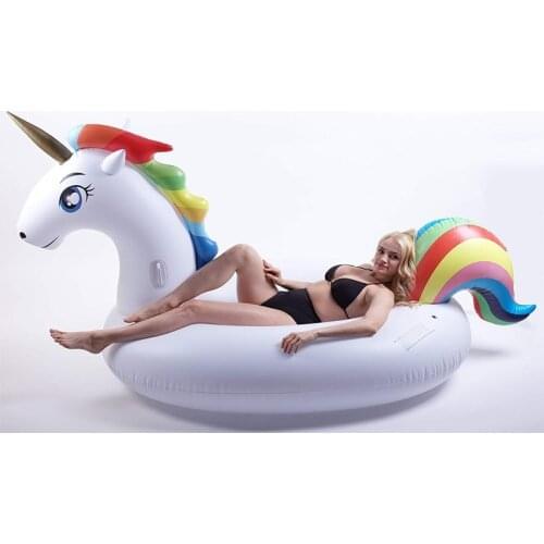 185cm Giant Inflatable Unicorn Pool Float Ride-On Pegasus Swimming Ring For Adult Children Water Party Toys Air Mattress
