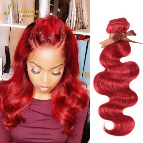 Joedir Red Hair Body Wave Bundles 100% Remy Brazilian Hair Weave Bundles 3 4 Human Hair Bundles Deal Burgundy Color Hair