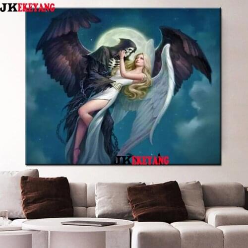 Full Square Round Diamond Embroidery DIY Diamond Painting Angel and demon Cross Stitch kit mosaic Y4460