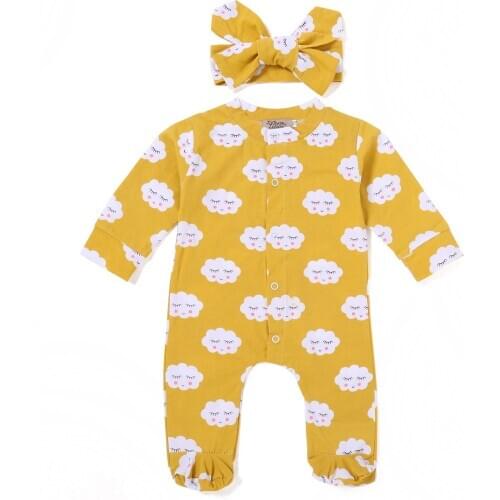 Cloud Print Baby Romper Infant Jumpsuit Long Sleeve Underwear Girl Boy Sleepsuit Cotton