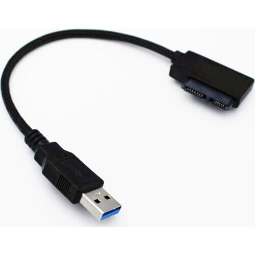 USB3.0 Slim SATA TO USB Adapter Converter for Laptops DVD optical drive 7+6 pin 24CM for External Hard Drive