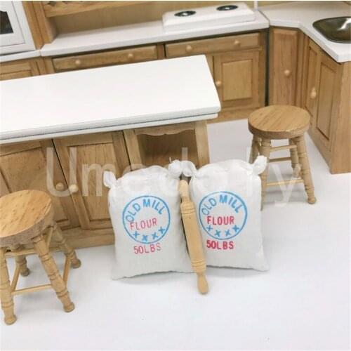 1:12 Mini Flour Bags and a Rolling Pin Doll Food Furnishing Articles 1/12 BJD Doll House Kitchen Accessories Toy