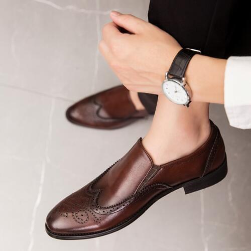 Fashion outdoor Leather flats Shoes Soft Slip-On Male Comfortable Driving Shoes Casual Business Loafers Shoes Men size 38-44 w5