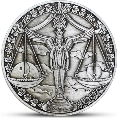 New 12 Constellation Libra Souvenir Coin Western Astrology Embossed Collectible Commemorative Coins Holiday Gifts