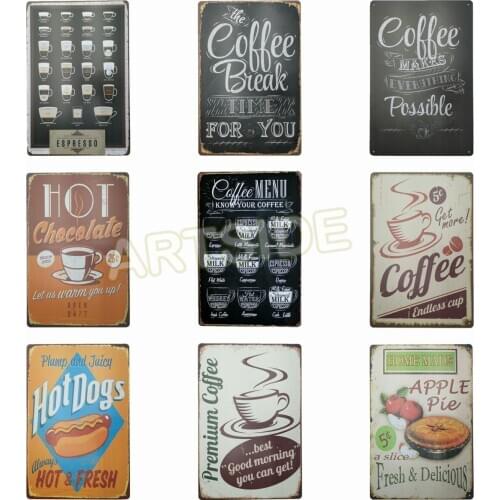 Get More Coffee Endness Cup Distressed Retro Vintage Tin Sign,Wall Decor Cage Restaurant Poster