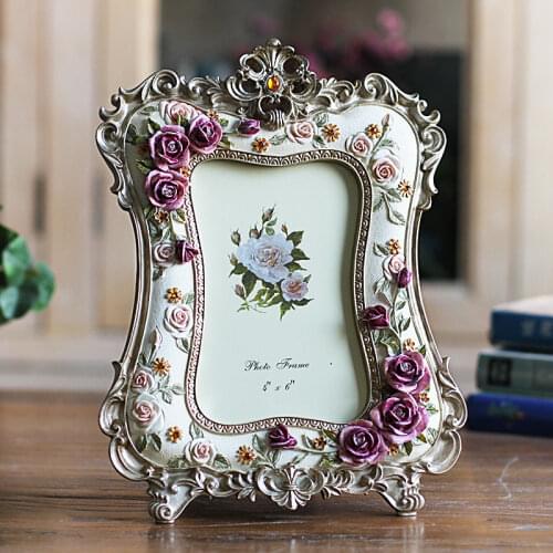 6-inch Rose Resin Photo Frame Creative Wedding Gift Photo Studio Retro Photo Frame Home Decoration Desktop Arrangements