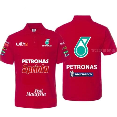 Red For Yamaha POLO Lapel Men and Women Shirt Petronas Printed Ractory Racing Team Motocross Clothing Short Sleeve T-Shirt