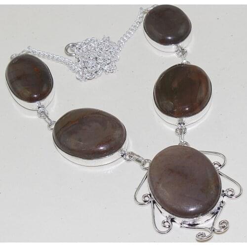 Jaspper Necklace Silver Overlay over Copper ,51.5cm, N1337