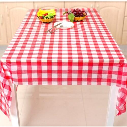 10Pcs/Lot 1.8*1.8m Round Square Red Plaid Disposable Plastic Tablecloth For Restaurant Food Stall Household Banquet Tablecloth