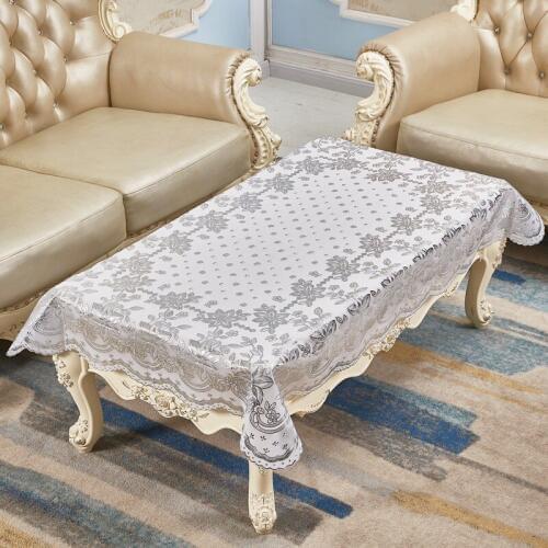 European-Style Tablecloth Rectangular Household Bronze PVC Tablecloth Waterproof Oil-Proof Lace Plastic Tea Table Tablecloth